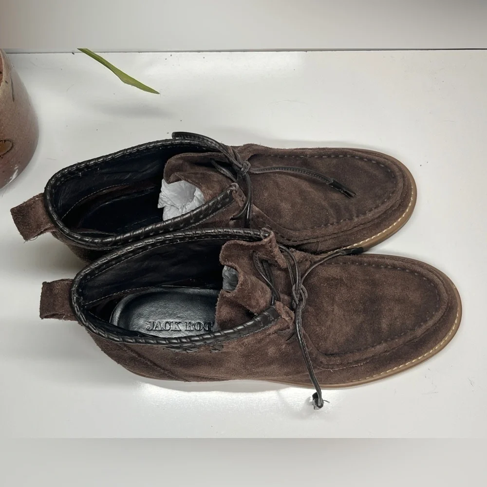 JACK ROGERS‎ Brown whipstitch suede lace up chukka boots size 9.